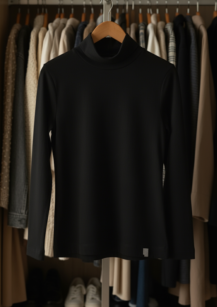 T-shirt col cheminée manche longue