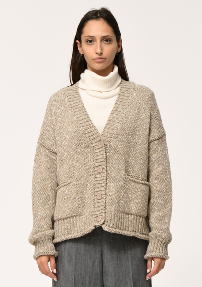 Gilet col V en maille chinée