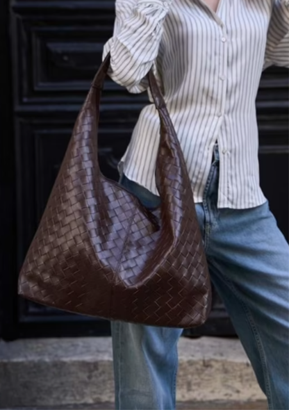 Sac À Bandoulière Imprimé Tricoté Chocolat