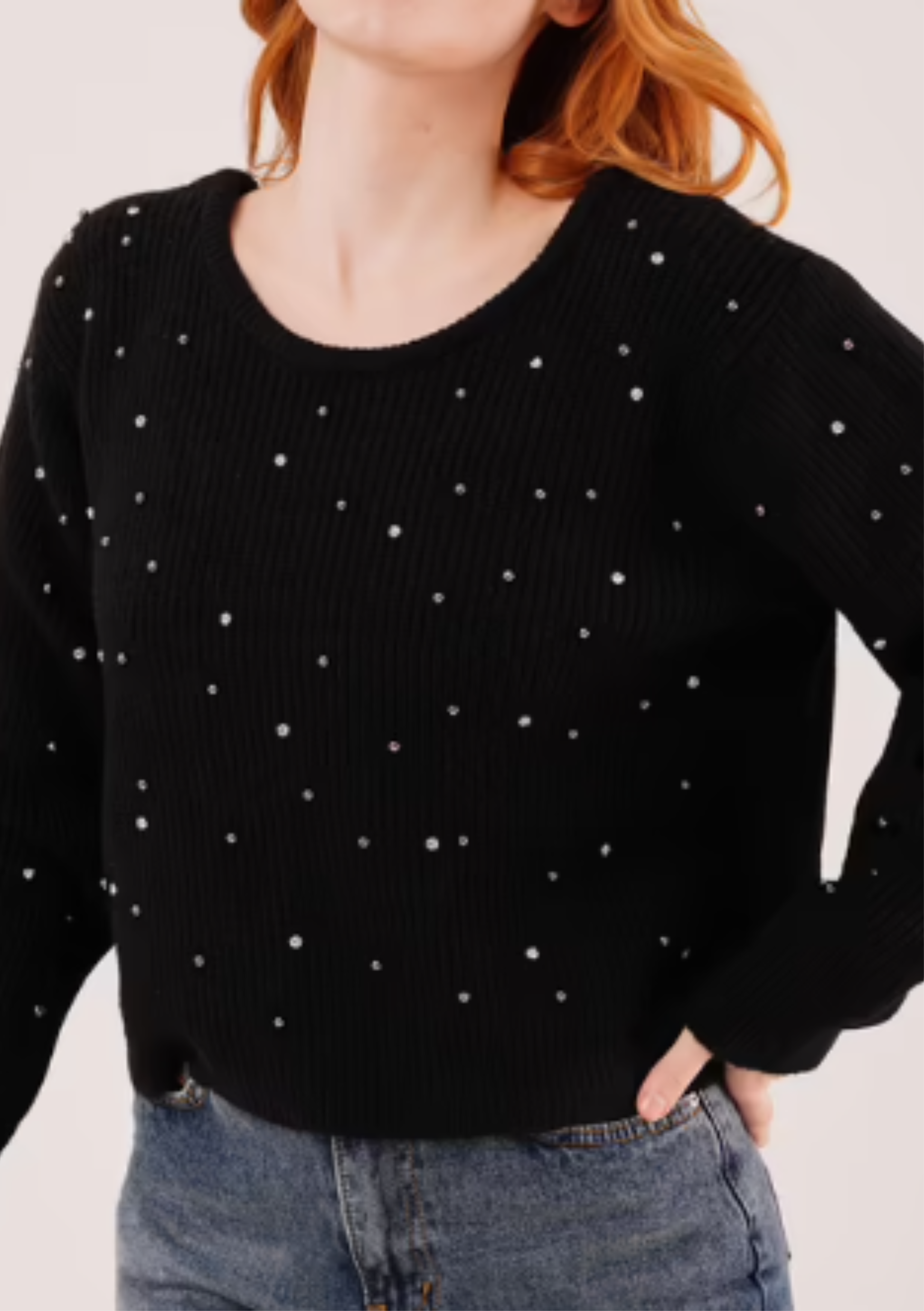 Pull Strasses Col V Dos