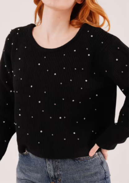 Pull Strasses Col V Dos