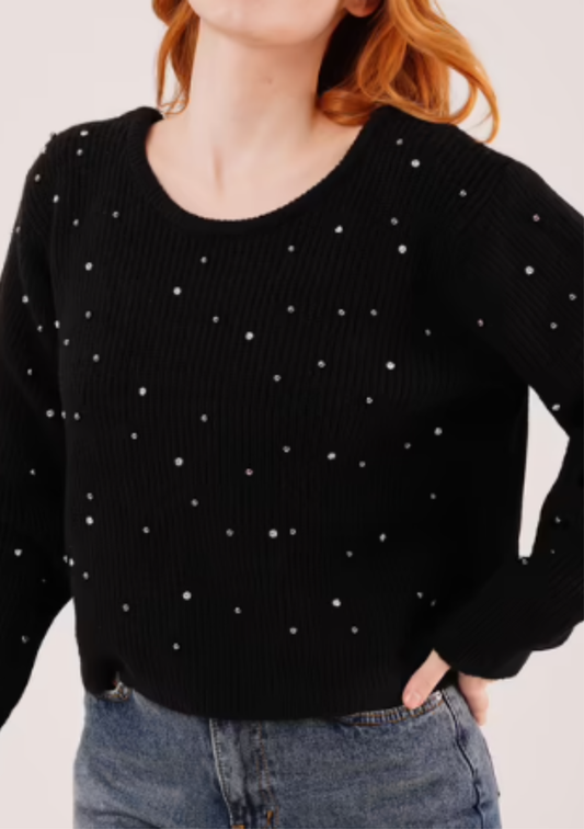 Pull Strasses Col V Dos
