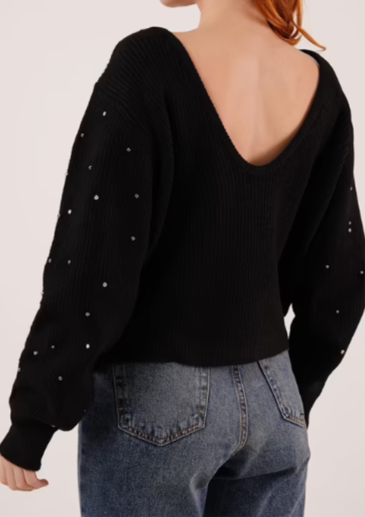 Pull Strasses Col V Dos