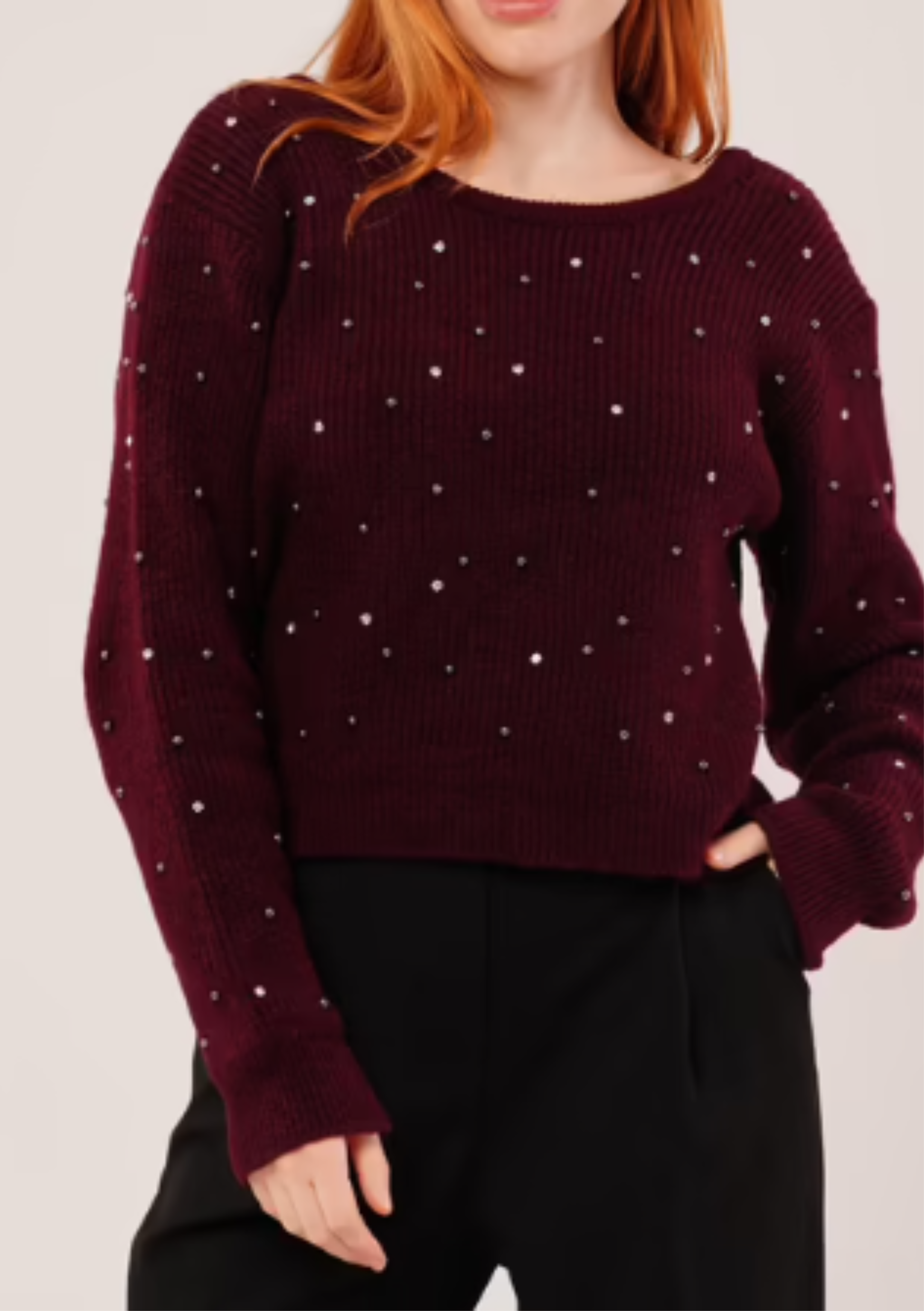 Pull Strasses Col V Dos