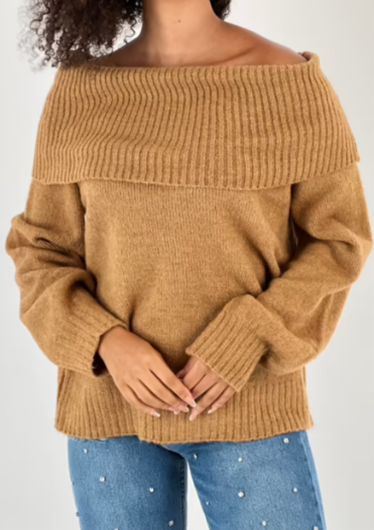 Pull Bardot Camel