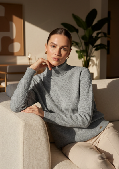Pull col roulé motif chevron – ALMA
